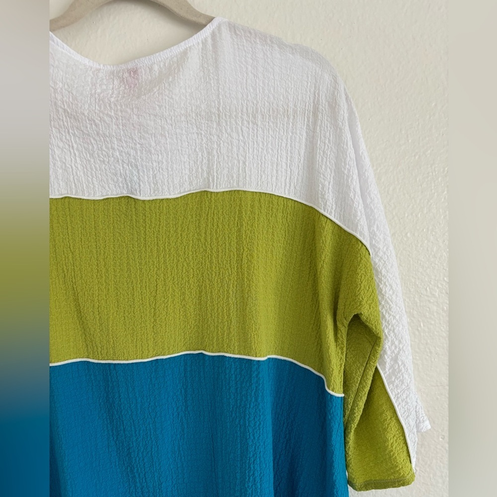 IC by Connie K Colorblock Tunic Top Women’s Oversized Lagenlook Crinkle Medium - Picture 8 of 9